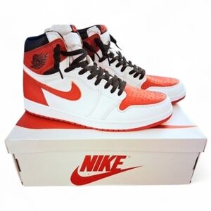 Nike Air Jordan 1 Retro High OG White University Red and Black In Mens Size 14